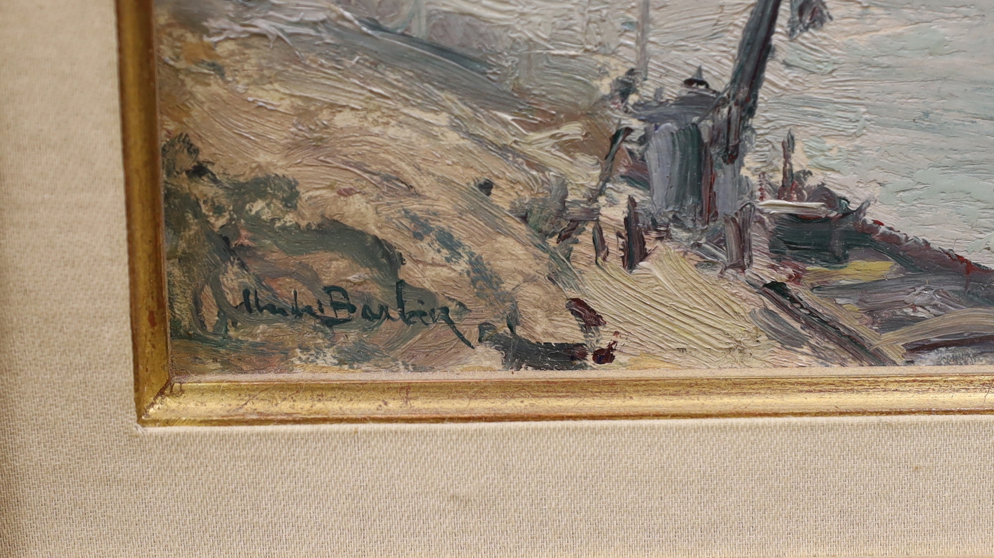 Andre Barbier (1883-1970), oil on board, 'Notre Dame, Paris', signed, gallery label verso, 21 x 26cm